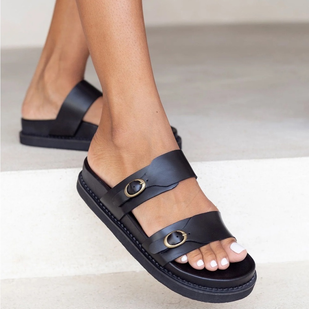 NWOT Liberte Leather Amalfi Sandal - Black